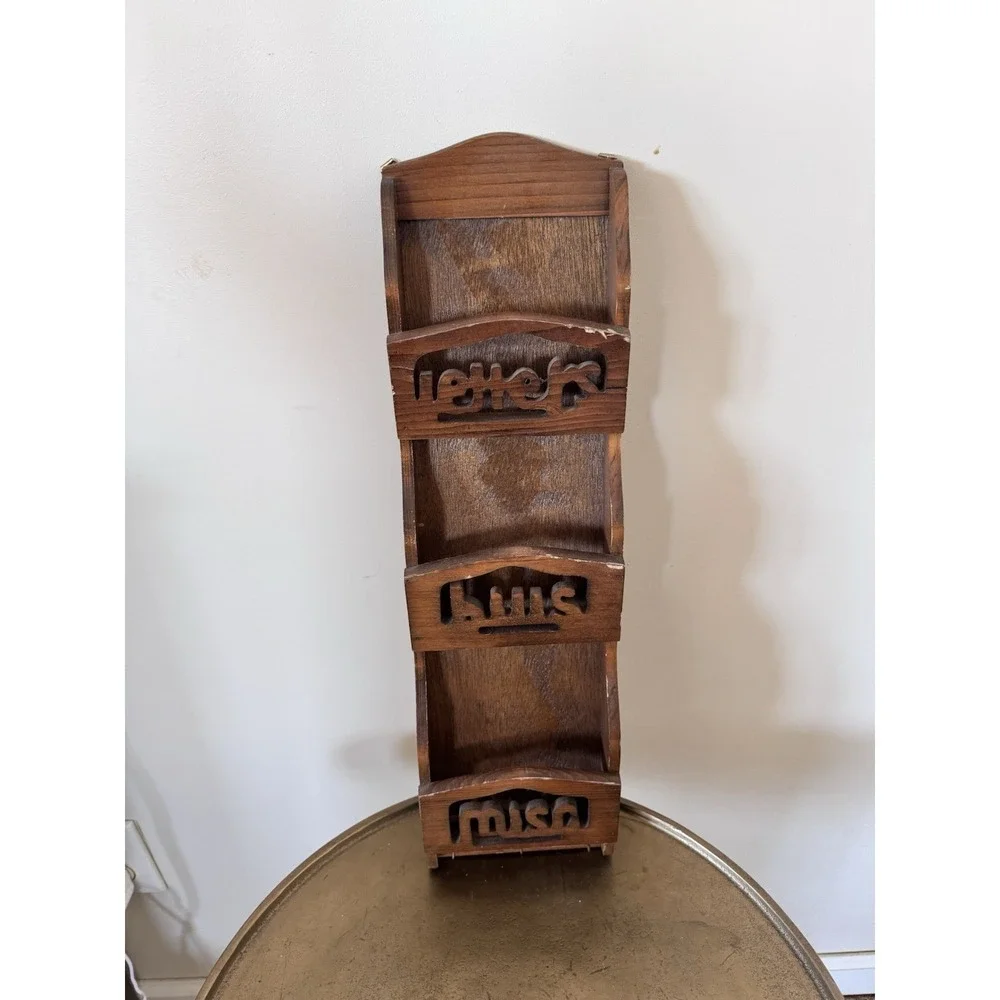 Vintage Country Kitschy 70s Decor Wall Hanging Organizer Wood VTG Retro Granny